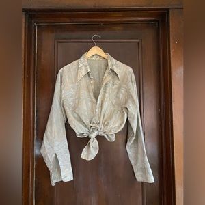 SOLD | Vintage Light Forest Print Long-Collar Button Down Shirt